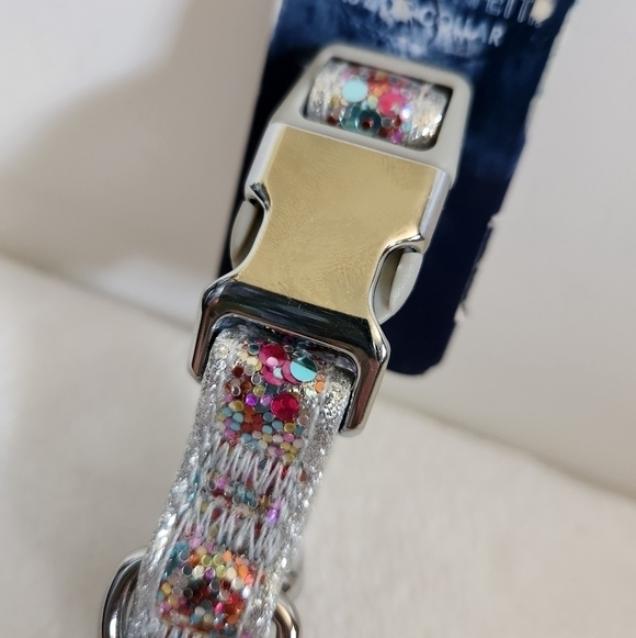 Packed Party Fashion Throw Confetti Glitter Silver Dog Cat Pet Collar Size XS - Picture 6 of 12